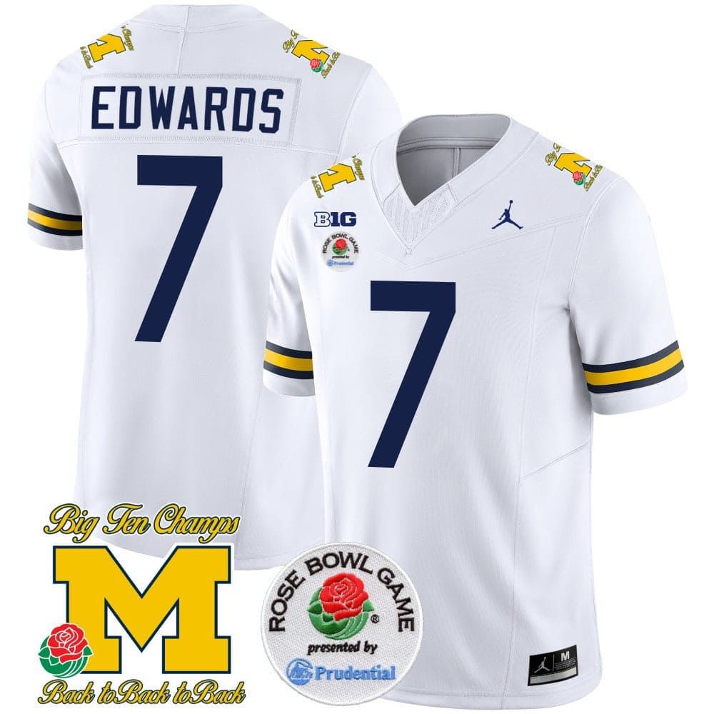 Men Michigan Wolverines #7 Edwards White 2024 Rose Bowl Patch Vapor Limited NCAA Jersey->indianapolis colts->NFL Jersey